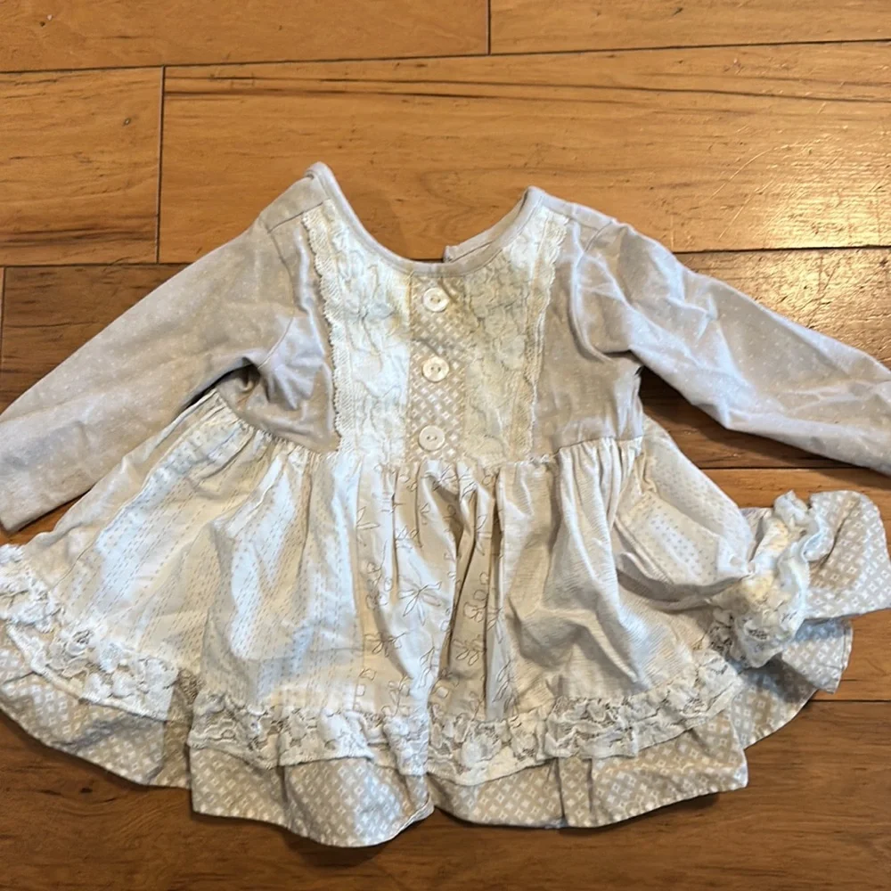 Ric Rac Ruffle Neutral Dress 12 months - Picture 1 of 3